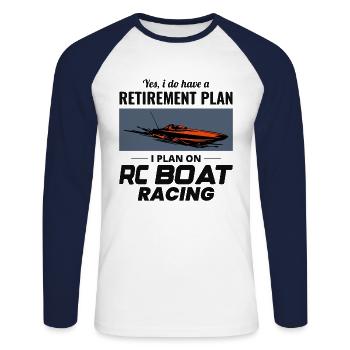 Rc Boat Racing Course de retraite de bateaux électriques - T-shirt baseball manches longues Homme - blanc/marine - Devant - Nik (191cm)