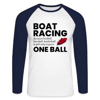 Boat Racing Motorboot Schnellboot Offshore Rennen - Unisex Baseballshirt langarm - Weiß/Navy - Vorne - Nik (191cm)