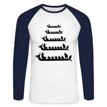 Drachenboot Racing Crew Paddlers Wassersport - Unisex Baseballshirt langarm - Weiß/Navy - Vorne - Nik (191cm)