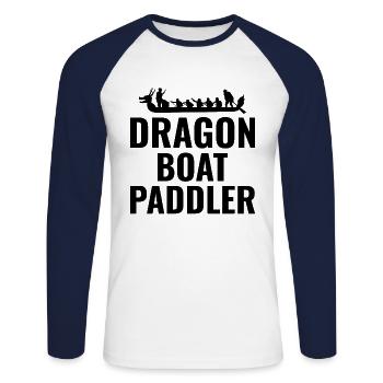 Drachenboot Racing Crew Paddlers Wassersport - Unisex Baseballshirt langarm - Weiß/Navy - Vorne - Nik (191cm)