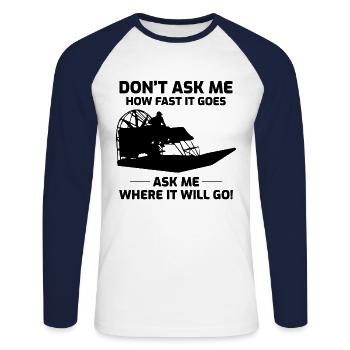 Airboat Fanboat Airboating Planeboat Bateau de marais - T-shirt baseball manches longues Homme - blanc/marine - Devant - Nik (191cm)