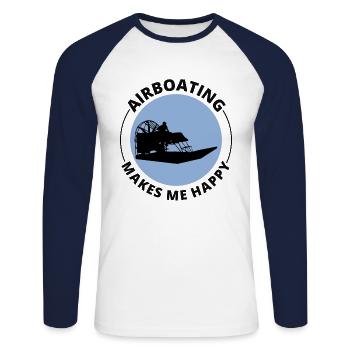 Airboat Fanboat Airboating Planeboat Swamp Boot - Unisex Baseballshirt langarm - Weiß/Navy - Vorne - Nik (191cm)