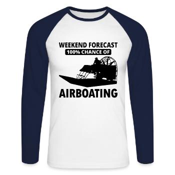 Airboat Fanboat Airboating Planeboat Bateau de marais - T-shirt baseball manches longues Homme - blanc/marine - Devant - Nik (191cm)