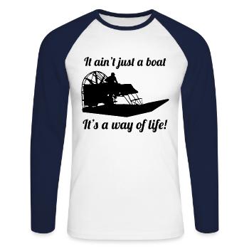 Airboat Fanboat Airboating Planeboat Bateau de marais - T-shirt baseball manches longues Homme - blanc/marine - Devant - Nik (191cm)