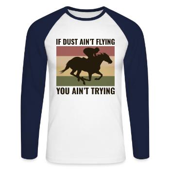 Barrel Racer Racing Reiten Reiten Rennen Rodeo - Unisex Baseballshirt langarm - Weiß/Navy - Vorne - Nik (191cm)