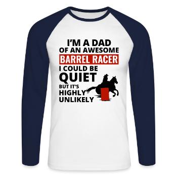 Barrel Racer Racing Équitation Papa Fête des Pères - T-shirt baseball manches longues Homme - blanc/marine - Devant - Nik (191cm)
