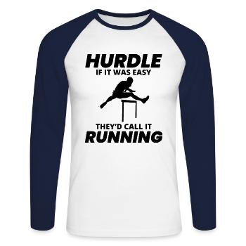 Haies Haies Hurdler Running Runner Athlètes - T-shirt baseball manches longues Homme - blanc/marine - Devant - Nik (191cm)
