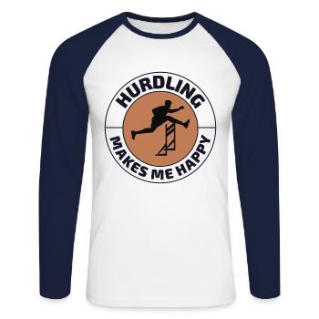 Haies Haies Hurdler Running Runner Athlètes - T-shirt baseball manches longues Homme - blanc/marine - Devant - Nik (191cm)
