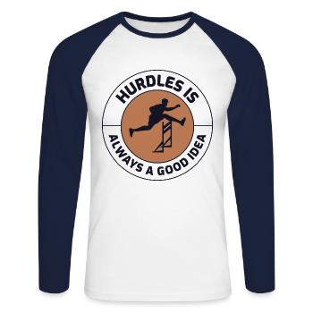 Hurdles Hurdling Hurdler Running Runner Athletes - Unisex Long Sleeve Baseball T-Shirt - white/navy - Front - Nik (191cm)