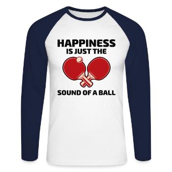 Ping Pong Master Entraîneur de Tennis de Table Paddle Player - T-shirt baseball manches longues Homme - blanc/marine - Devant - Nik (191cm)
