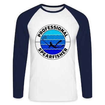 Speerfischen Speerfischen Speerfischer Fischen - Unisex Baseballshirt langarm - Weiß/Navy - Vorne - Nik (191cm)