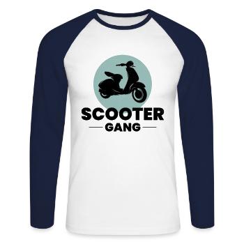 Roller Fahrer Gang Scootering Motorrad Moped Bike - Unisex Baseballshirt langarm - Weiß/Navy - Vorne - Nik (191cm)