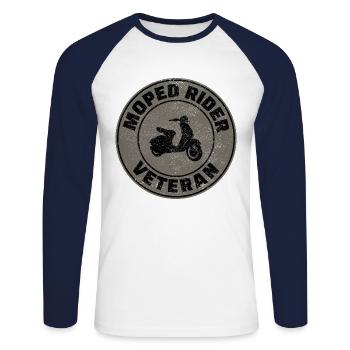 Roller Fahrer Scootering Motorrad Moped Bike - Unisex Baseballshirt langarm - Weiß/Navy - Vorne - Nik (191cm)