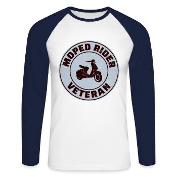 Roller Fahrer Scootering Motorrad Moped Bike - Unisex Baseballshirt langarm - Weiß/Navy - Vorne - Nik (191cm)