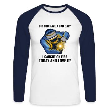 Schweißer Schweißer Metallbau Eisenarbeiter lustig - Unisex Baseballshirt langarm - Weiß/Navy - Vorne - Nik (191cm)