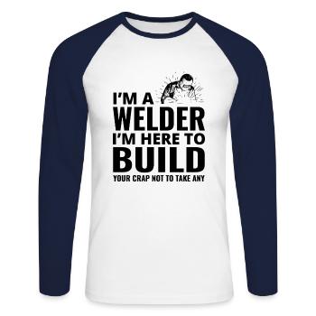 Schweißnaht Schweißer Metallbau Eisenarbeiter - Unisex Baseballshirt langarm - Weiß/Navy - Vorne - Nik (191cm)