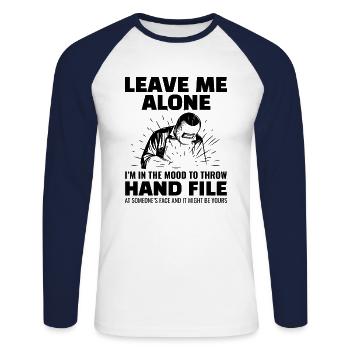 Soudage Soudeur Métal Construction Ferronnerie - T-shirt baseball manches longues Homme - blanc/marine - Devant - Nik (191cm)