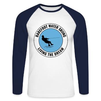 Barefoot skiing Water sport Motorboat - Unisex Long Sleeve Baseball T-Shirt - white/navy - Front - Nik (191cm)