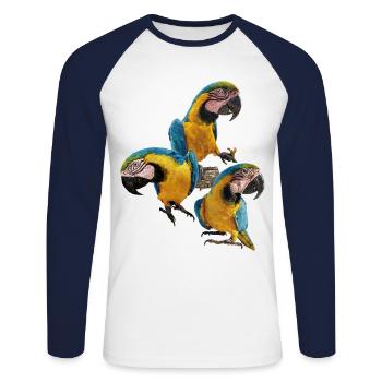 The blue and yellow macaw - Unisex Long Sleeve Baseball T-Shirt - white/navy - Front - Nik (191cm)