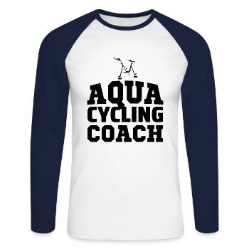 Aqua Cycling Swimming Pool Fitness Training Coach - Unisex Long Sleeve Baseball T-Shirt - white/navy - Front - Nik (191cm)