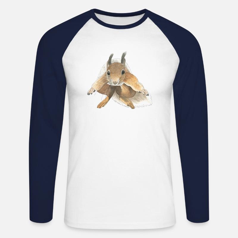 Eichhörnchen springen squirrel - Unisex Baseballshirt langarm - Weiß/Navy