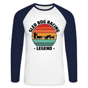 Husky Schlitten Hunderennen Alaskan Racers - Unisex Baseballshirt langarm - Weiß/Navy - Vorne - Nik (191cm)