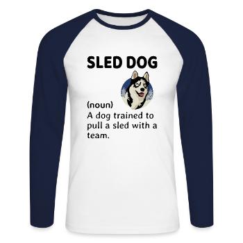 Husky Schlitten Hunderennen Alaskan Racers - Unisex Baseballshirt langarm - Weiß/Navy - Vorne - Nik (191cm)