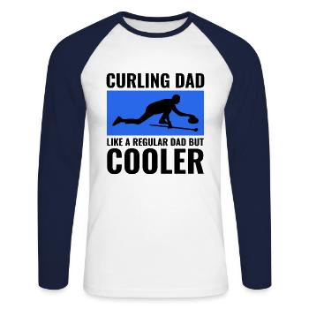 Curling Sweeping Winter Ice Sport Dad Fathers Day - Unisex Long Sleeve Baseball T-Shirt - white/navy - Front - Nik (191cm)