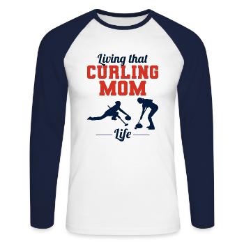 Curling Mom Winter Ice Sport Curler Mothers day - Unisex Long Sleeve Baseball T-Shirt - white/navy - Front - Nik (191cm)