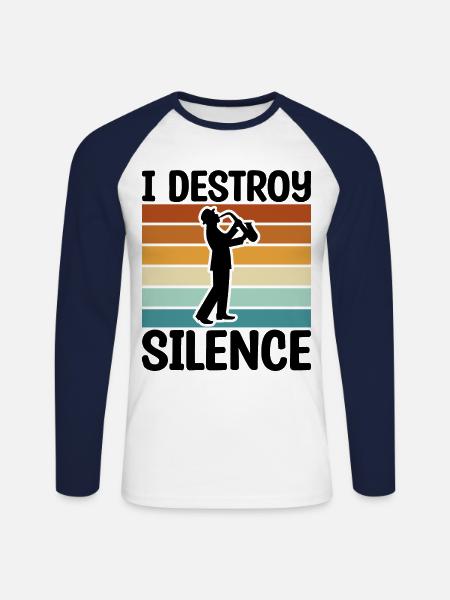 Saxophone funny - Unisex Long Sleeve Baseball T-Shirt - white/navy