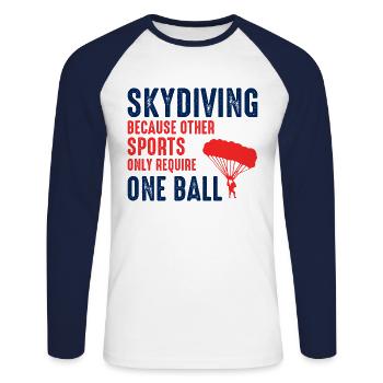 Parachutisme Parachutisme Sports Extrêmes Parachutiste - T-shirt baseball manches longues Homme - blanc/marine - Devant - Nik (191cm)