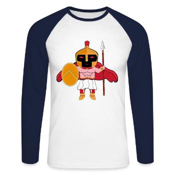 Leonidas - T-shirt baseball manches longues Homme - blanc/marine - Devant - Nik (191cm)