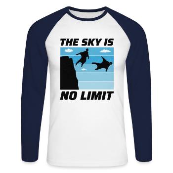Wingsuit fliegen Base Jumping Fallschirmspringen Wingsuiting - Unisex Baseballshirt langarm - Weiß/Navy - Vorne - Nik (191cm)