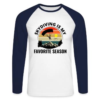 Skydiving Parachute Skydive Skydiver Parachuting - Unisex Long Sleeve Baseball T-Shirt - white/navy - Front - Nik (191cm)