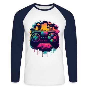 Gaming Console - Unisex Long Sleeve Baseball T-Shirt - white/navy - Front - Nik (191cm)