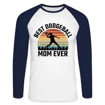 Dodgeball Maman Mère Sports Drôle - T-shirt baseball manches longues Homme - blanc/marine - Devant - Nik (191cm)
