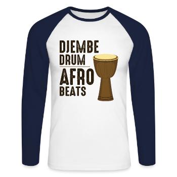 Djembe Player Drummer Music Drum Musician - Unisex Long Sleeve Baseball T-Shirt - white/navy - Front - Nik (191cm)