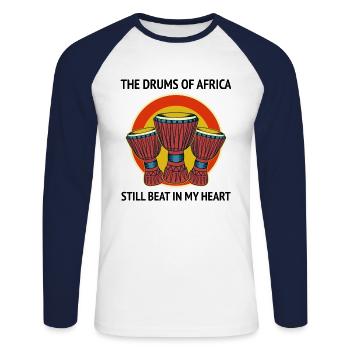 Djembe Player Drummer Music Drum Musician - Unisex Long Sleeve Baseball T-Shirt - white/navy - Front - Nik (191cm)