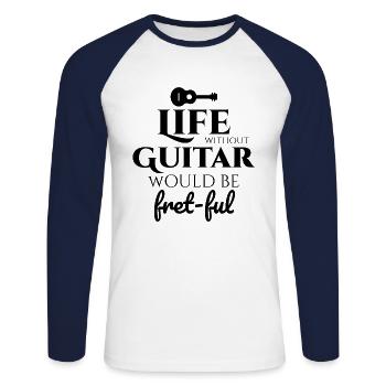 Fret-fully Funny: Celebrating Life with Guitars - Unisex Long Sleeve Baseball T-Shirt - white/navy - Front - Nik (191cm)
