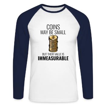 Coin Collecting Collector Numismatic Numismatist - Unisex Long Sleeve Baseball T-Shirt - white/navy - Front - Nik (191cm)