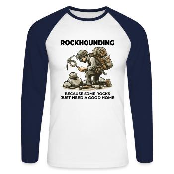 Gesteinssammler Geologie Fossiliensammler - Unisex Baseballshirt langarm - Weiß/Navy - Vorne - Nik (191cm)