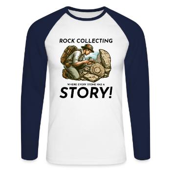 Gesteinssammler Geologie Fossiliensammler - Unisex Baseballshirt langarm - Weiß/Navy - Vorne - Nik (191cm)