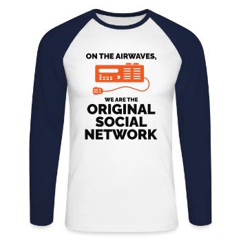 Amateur Ham Radio Operator Original Social Network - Unisex Long Sleeve Baseball T-Shirt - white/navy - Front - Nik (191cm)