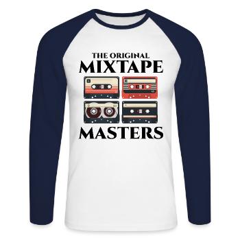 The Original Mixtape Masters : cassette des années 80 - T-shirt baseball manches longues Homme - blanc/marine - Devant - Nik (191cm)