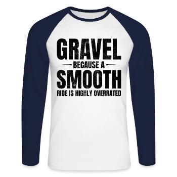 Urkomisches Gravel-Fahren: Offroad-Fahrrad - Unisex Baseballshirt langarm - Weiß/Navy - Vorne - Nik (191cm)