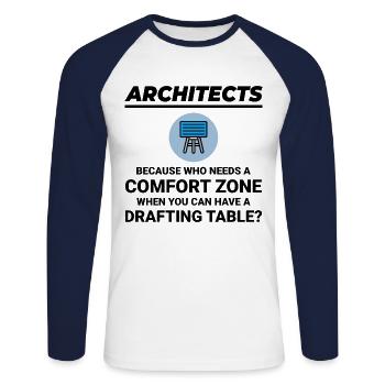 Architect Drafting Table Construction Architecture - Unisex Long Sleeve Baseball T-Shirt - white/navy - Front - Nik (191cm)