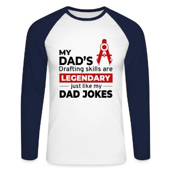 Architekt Papa Zeichnen Fähigkeiten Papa Witze Legende 📐 - Unisex Baseballshirt langarm - Weiß/Navy - Vorne - Nik (191cm)