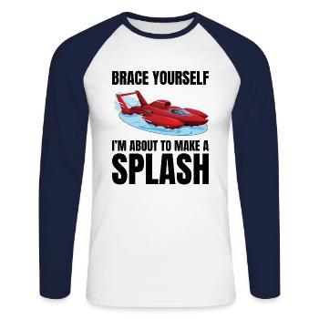 Splash Alert: Wasserflugzeug-Rennen Fun Wassersport - Unisex Baseballshirt langarm - Weiß/Navy - Vorne - Nik (191cm)
