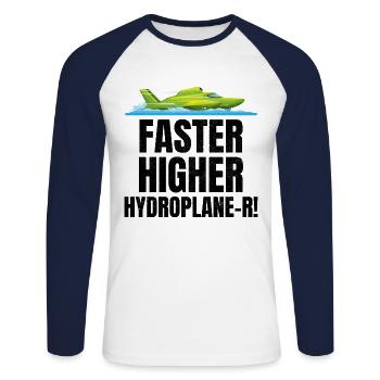 Hydro-Humor: Beschleunigen, Hoch hinaus im Rennsport - Unisex Baseballshirt langarm - Weiß/Navy - Vorne - Nik (191cm)