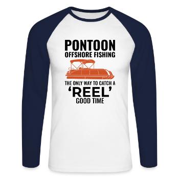 Pontonboot Motorboot Hochseefischen Lustig - Unisex Baseballshirt langarm - Weiß/Navy - Vorne - Nik (191cm)